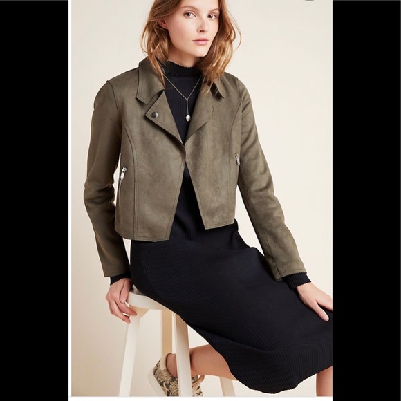 Anthropologie Jackets & Blazers - Anthropologie Kelyn sueded Moto jacket in olive